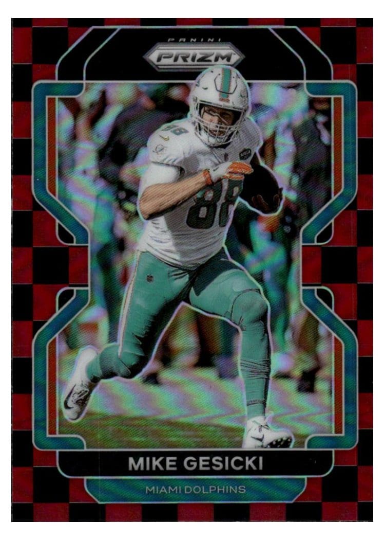 2021 Panini Prizm Base Set Mike Gesicki Black and Red Checker Prizm #106 card