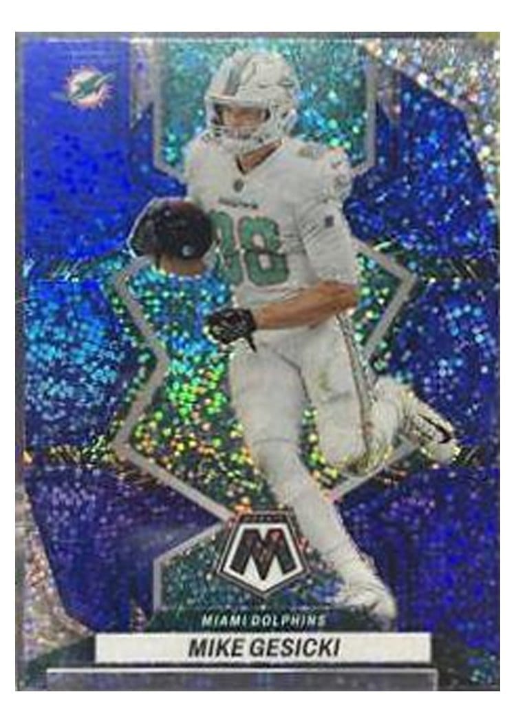 2022 Panini Mosaic Base Set Mike Gesicki Blue Sparkle #123 card