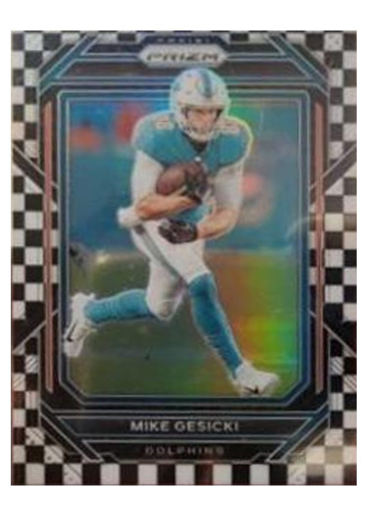 2022 Panini Prizm Base Set Mike Gesicki Black White Checker #182 card