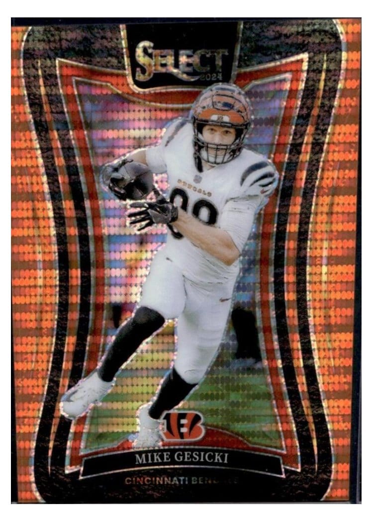 2024 Panini Select Base Set Mike Gesicki Neon Orange Pulsar Prizm #365 card