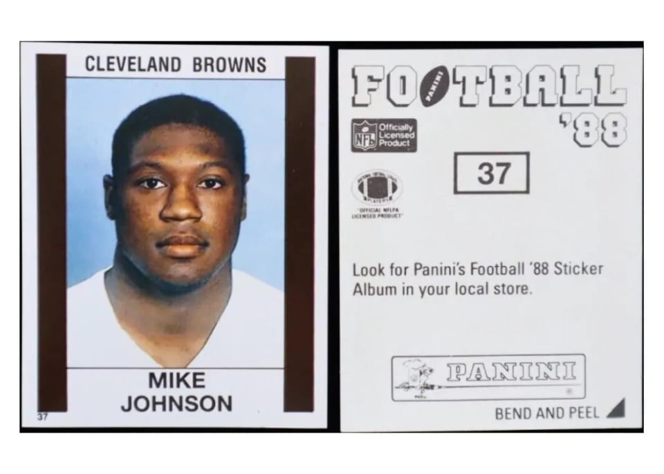 1988 Panini Sticker Mike Johnson #37 card