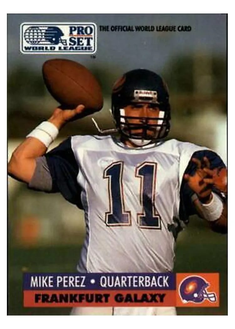 1991 Pro Set Wlaf Mike Perez #65 card
