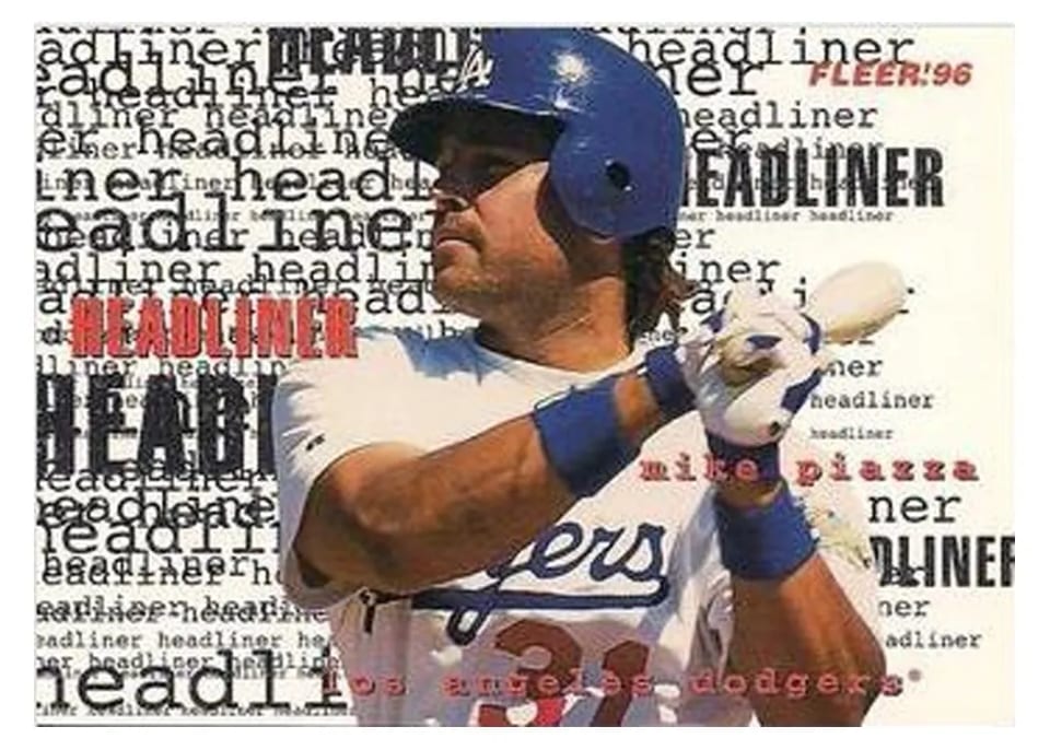 1996 Fleer Update Headliners Mike Piazza #15 card