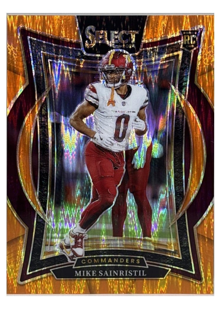 2024 Panini Select Base Set Mike Sainristil Orange Prizm Shock #76 card