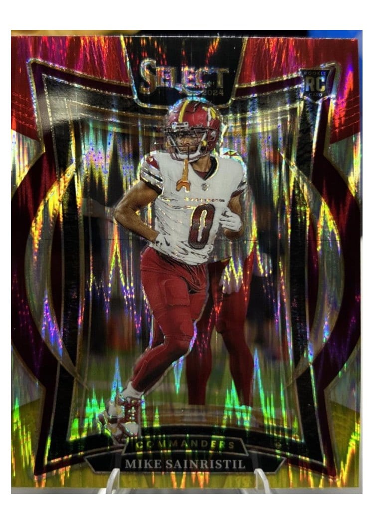 2024 Panini Select Base Set Mike Sainristil Red Yellow Prizm Shock #76 card