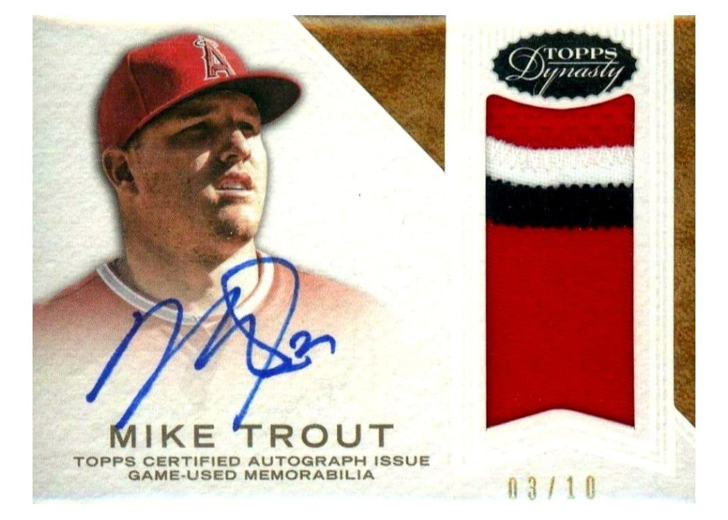 2016 Topps Dynasty Autograph Patches Mike Trout #AP-MT1 card