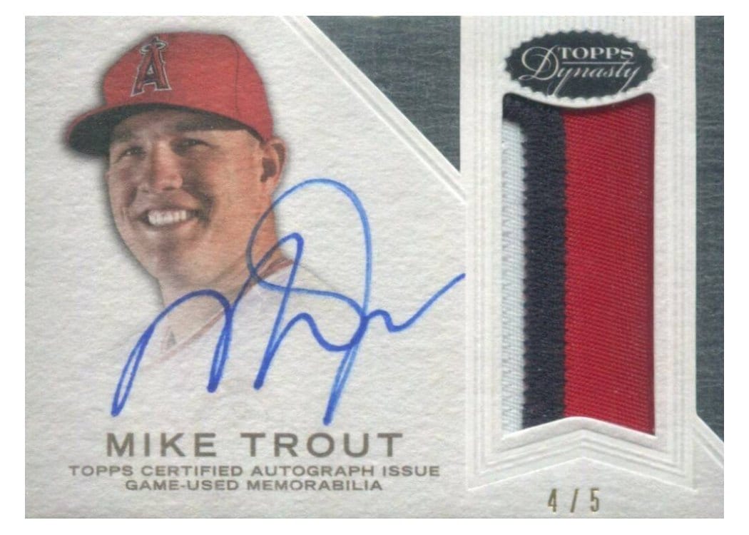 2016 Topps Dynasty Autograph Patches Mike Trout #AP-MT4 card