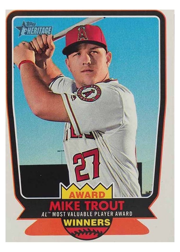 2017 Topps Heritage Award Winners Mike Trout #AW-6 card
