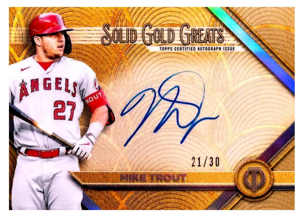 2022 Topps Tribute Solid Gold Greats Autographs Mike Trout #GGA-MT card