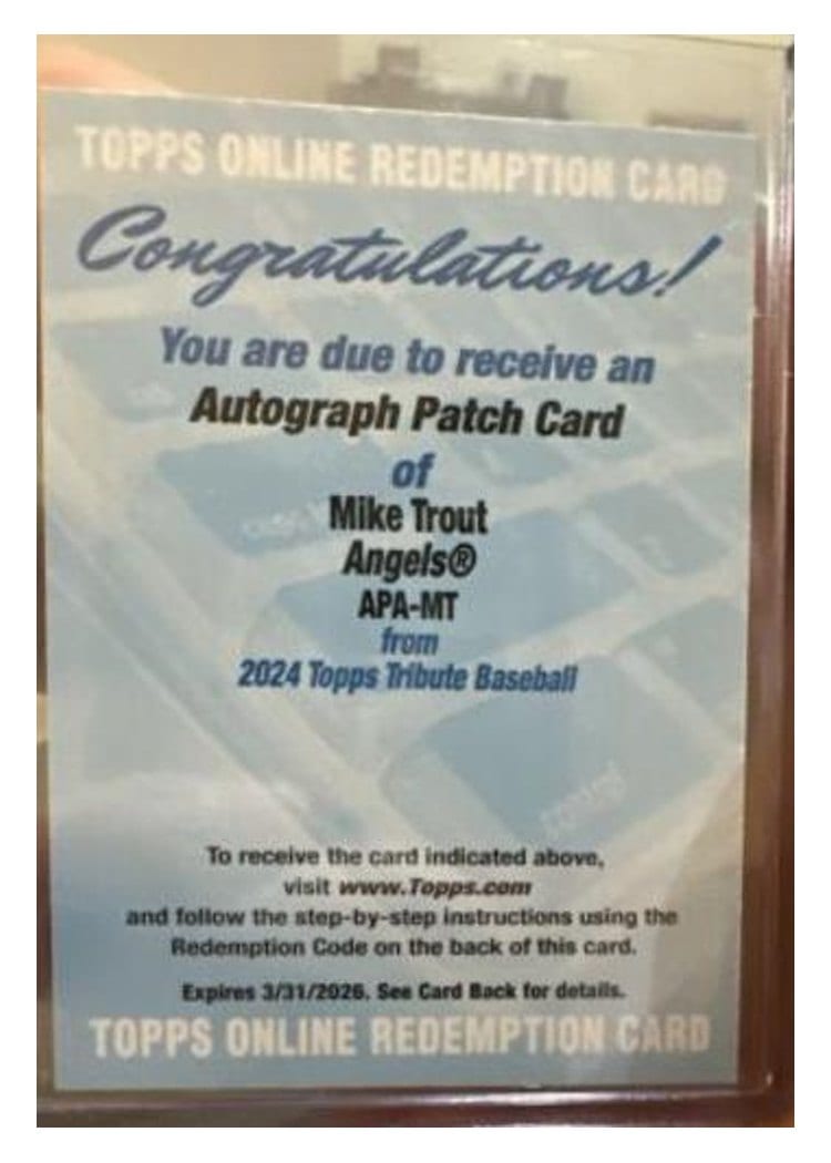 2024 Topps Tribute Autograph Patches Mike Trout #APA-MT card
