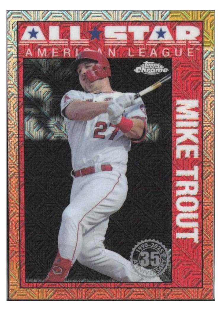 2025 Topps 1990 Topps Baseball All Stars Chrome Refractor Mike Trout #90ASC-10 card