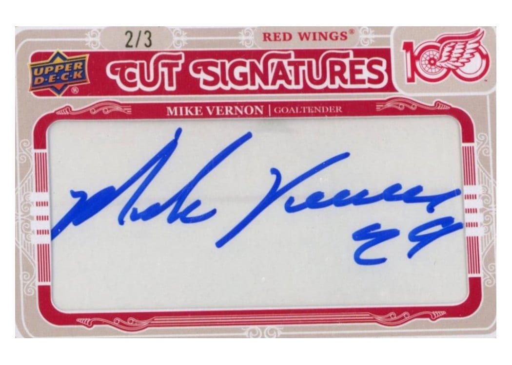 2025-26 Upper Deck Detroit Red Wings Centennial Cut Signatures Mike Vernon #CS-MV card