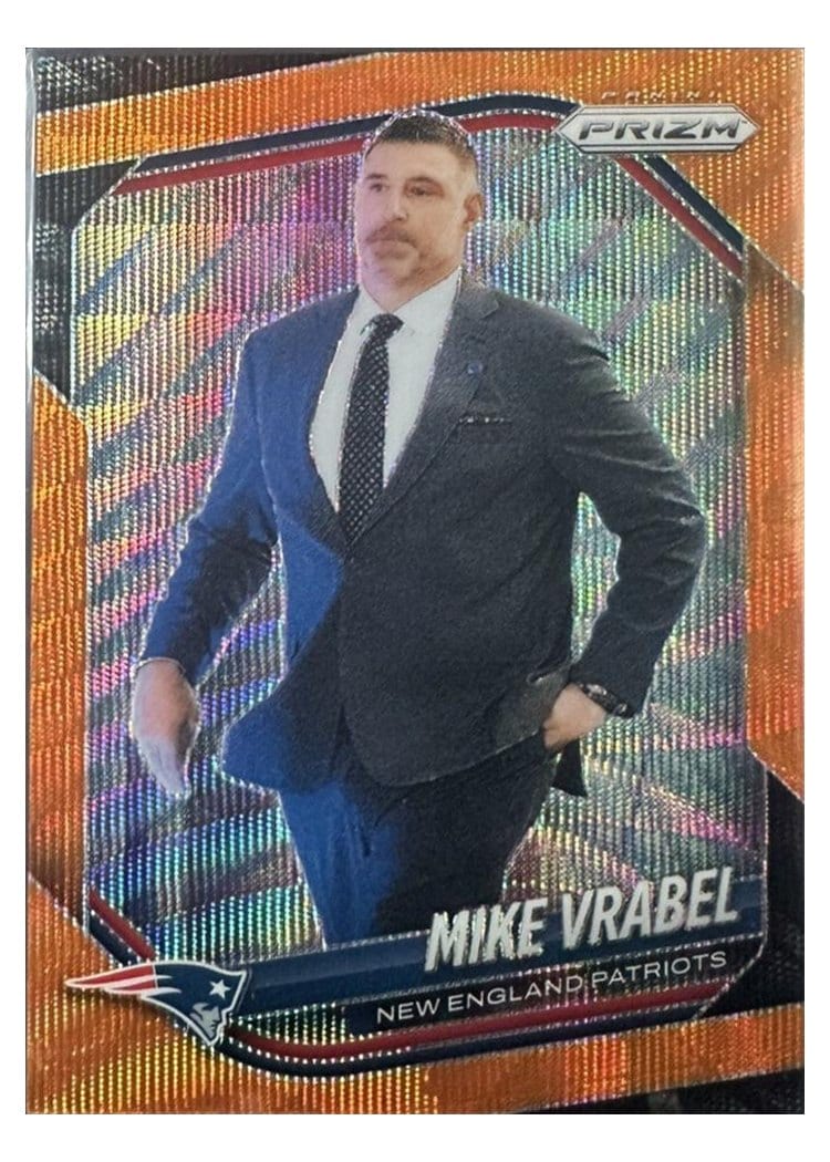 2025 Panini Prizm Base Set Mike Vrabel Orange Wave #110 card
