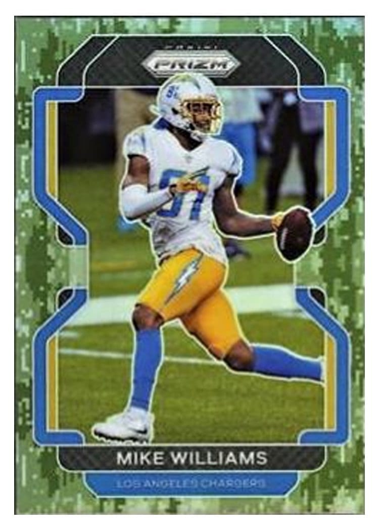 2021 Panini Prizm Base Set Mike Williams Forest Camo Prizm #167 card