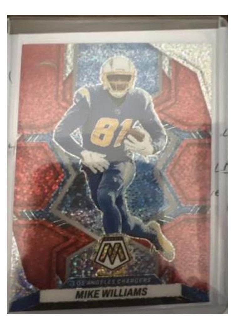 2022 Panini Mosaic Base Set Mike Williams Red Sparkle #104 card