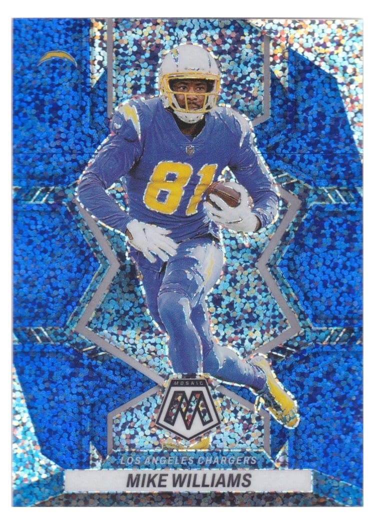 2022 Panini Mosaic Base Set Mike Williams Blue Sparkle #104 card