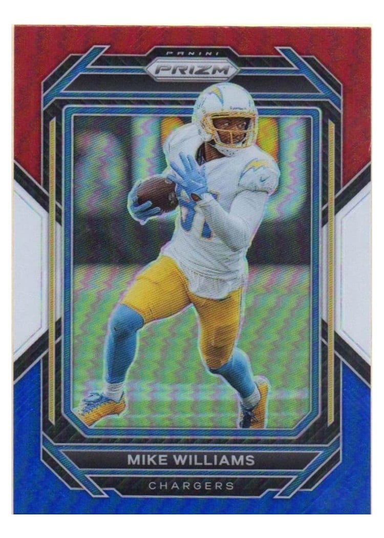 2022 Panini Prizm Base Set Mike Williams Red White Blue #152 card