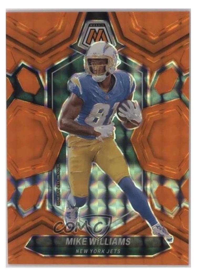 2024 Panini Mosaic Base Set Mike Williams Orange Fluorescent #172 card