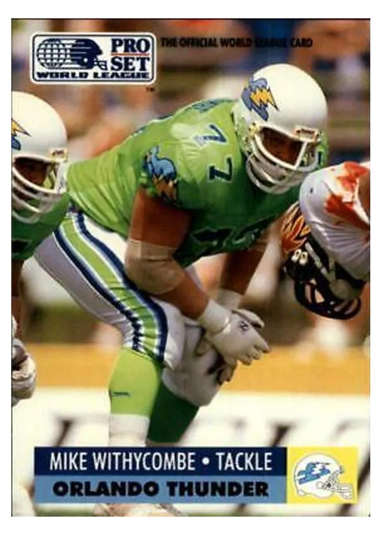 1991 Pro Set Wlaf Mike Withycombe #121 card