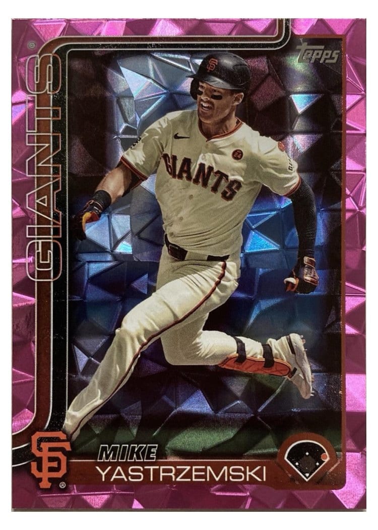 2025 Topps Base Set Mike Yastrzemski Pink Diamante Foil #186 card