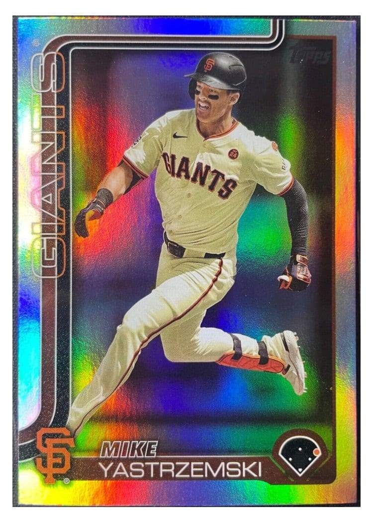 2025 Topps Base Set Mike Yastrzemski Aqua Rainbow Foil #186 card
