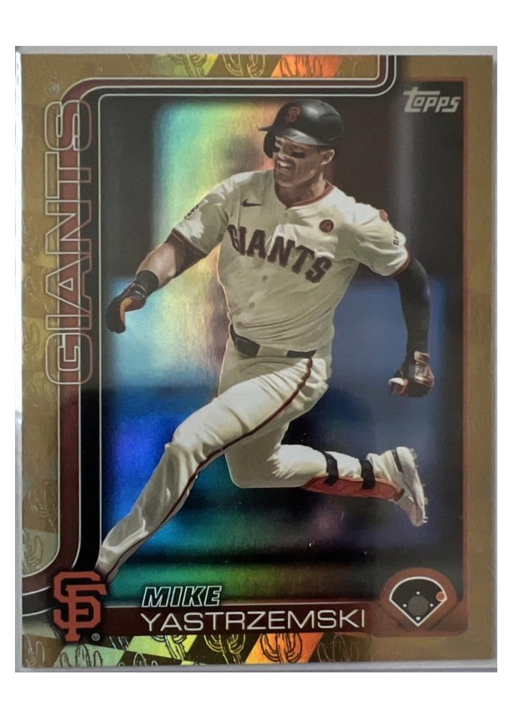 2025 Topps Base Set Mike Yastrzemski Spring Training Gold #186 card