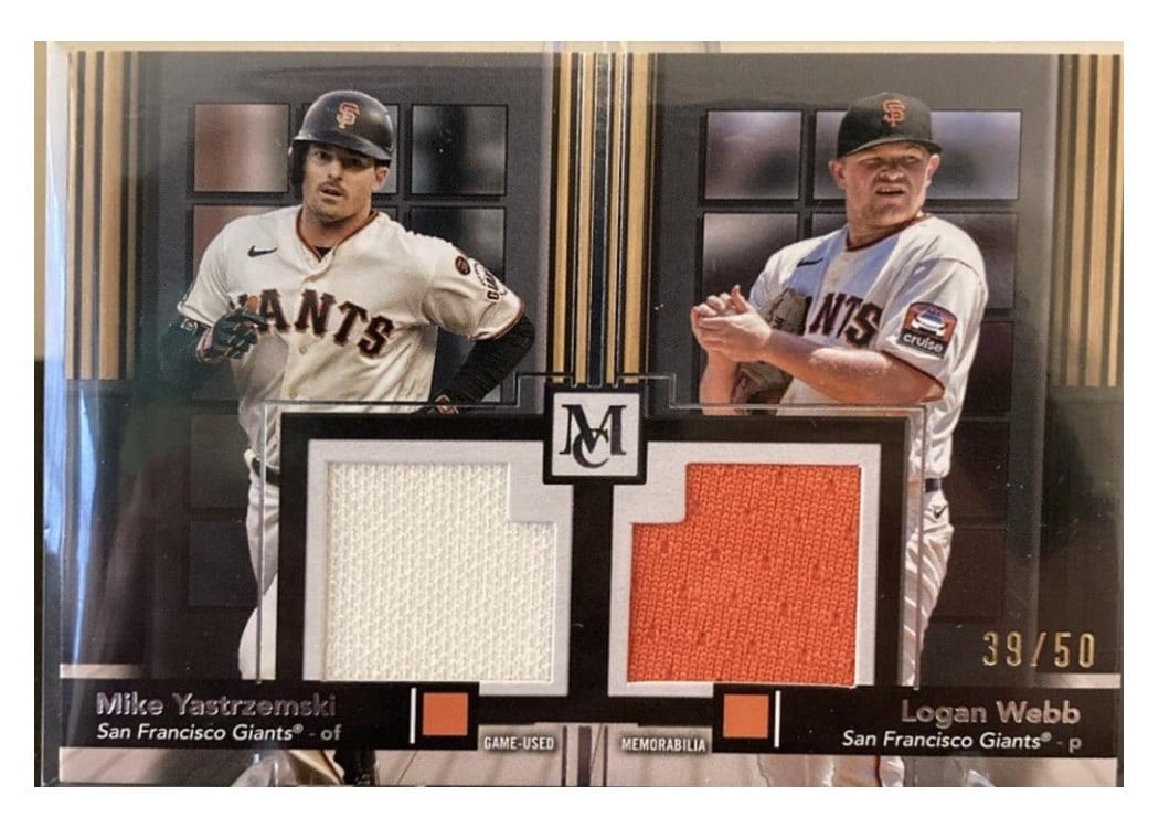2024 Topps Museum Collection Dual Meaningful Material Relics Mike Yastrzemski / Logan Webb #DMMR-YAW card