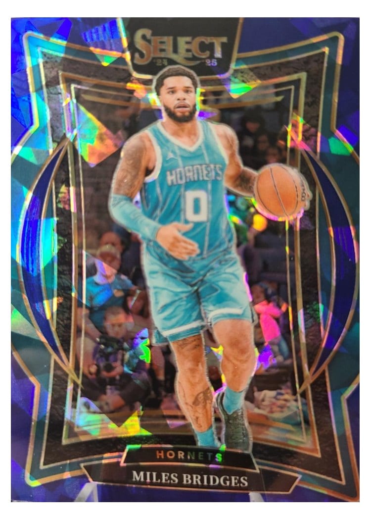 2024-25 Panini Select Base Set Miles Bridges Blue Cracked Ice Prizm #8 card