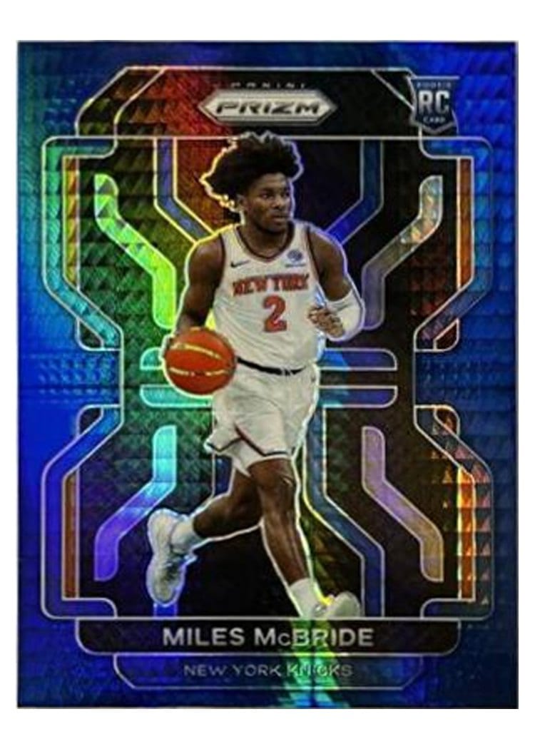 2021-22 Panini Prizm Base Set Miles McBride Blue Hyper Prizm #283 card