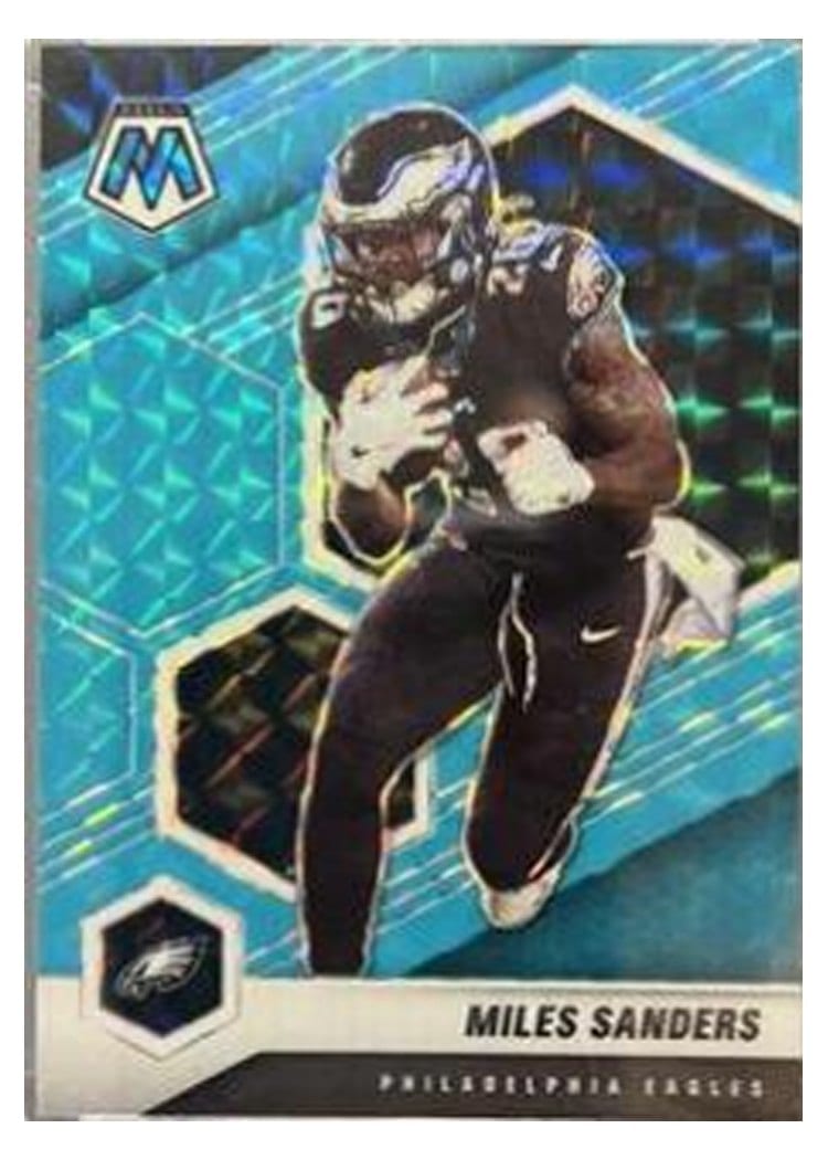 2021 Panini Mosaic Base Set Miles Sanders Blue Fluorescent #163 card