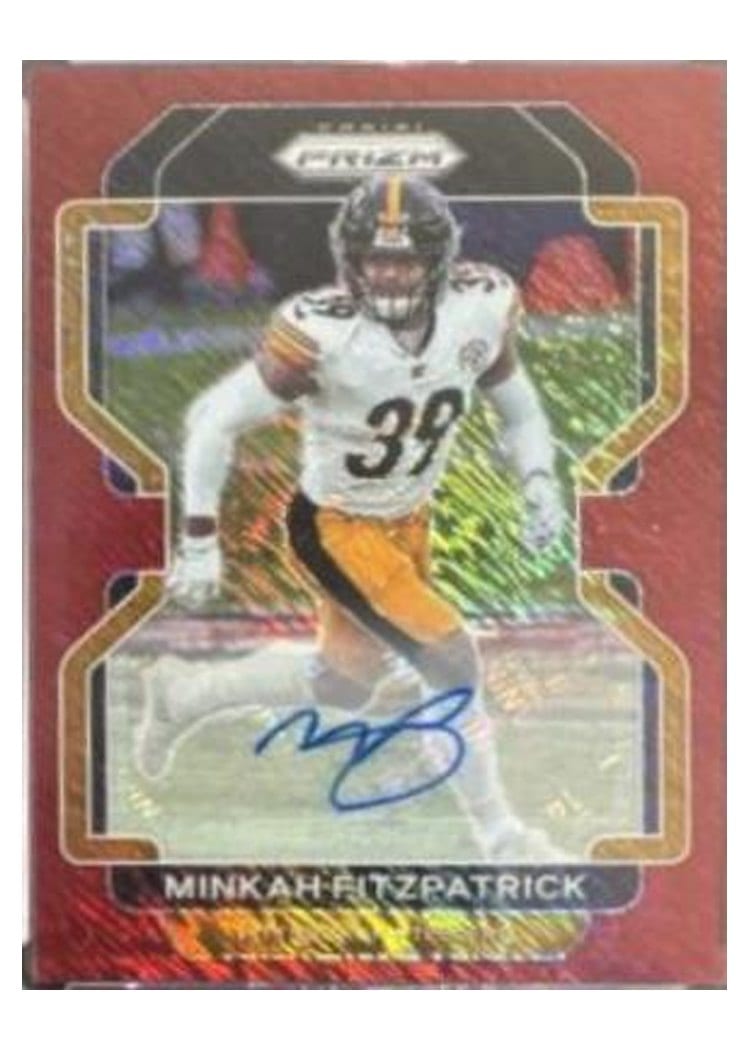 2021 Panini Prizm Base Set Minkah Fitzpatrick Autographs Red Shimmer #256 card