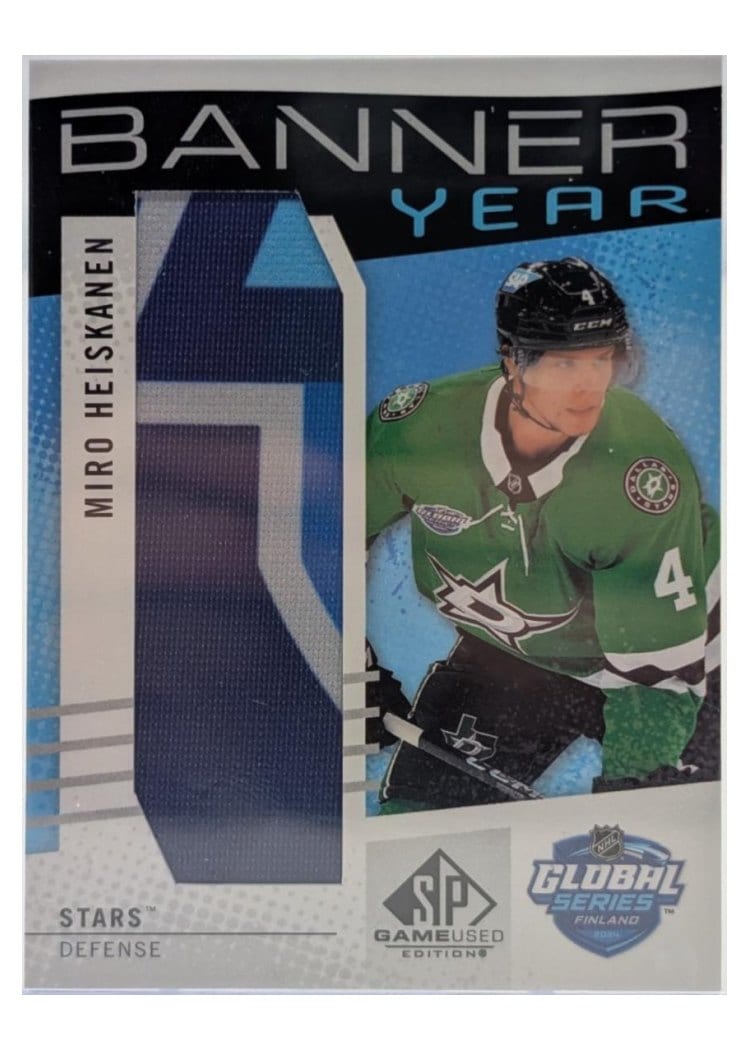 2025-26 SP Game Used 2024 Global Series Stars vs. Panthers Banner Year Relics Miro Heiskanen #BTGSF-MH card