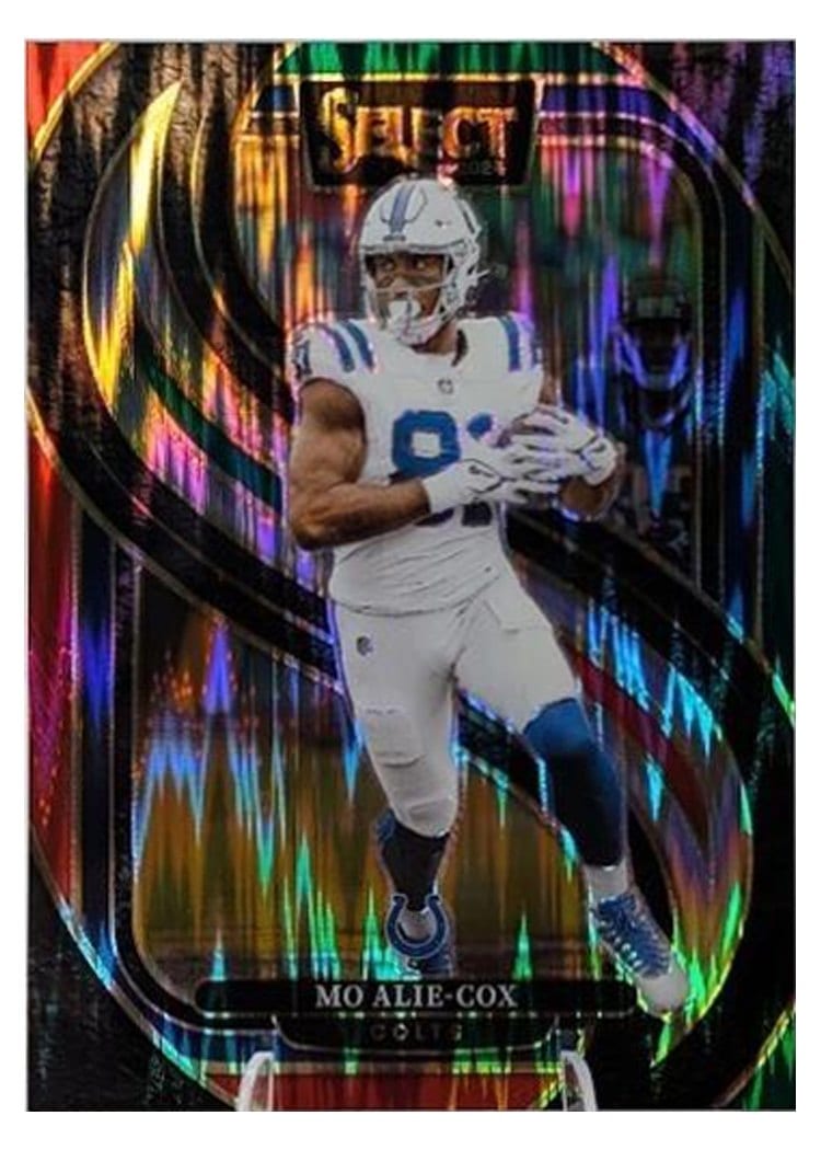 2024 Panini Select Base Set Mo Alie-Cox Green Red Prizm Shock #184 card
