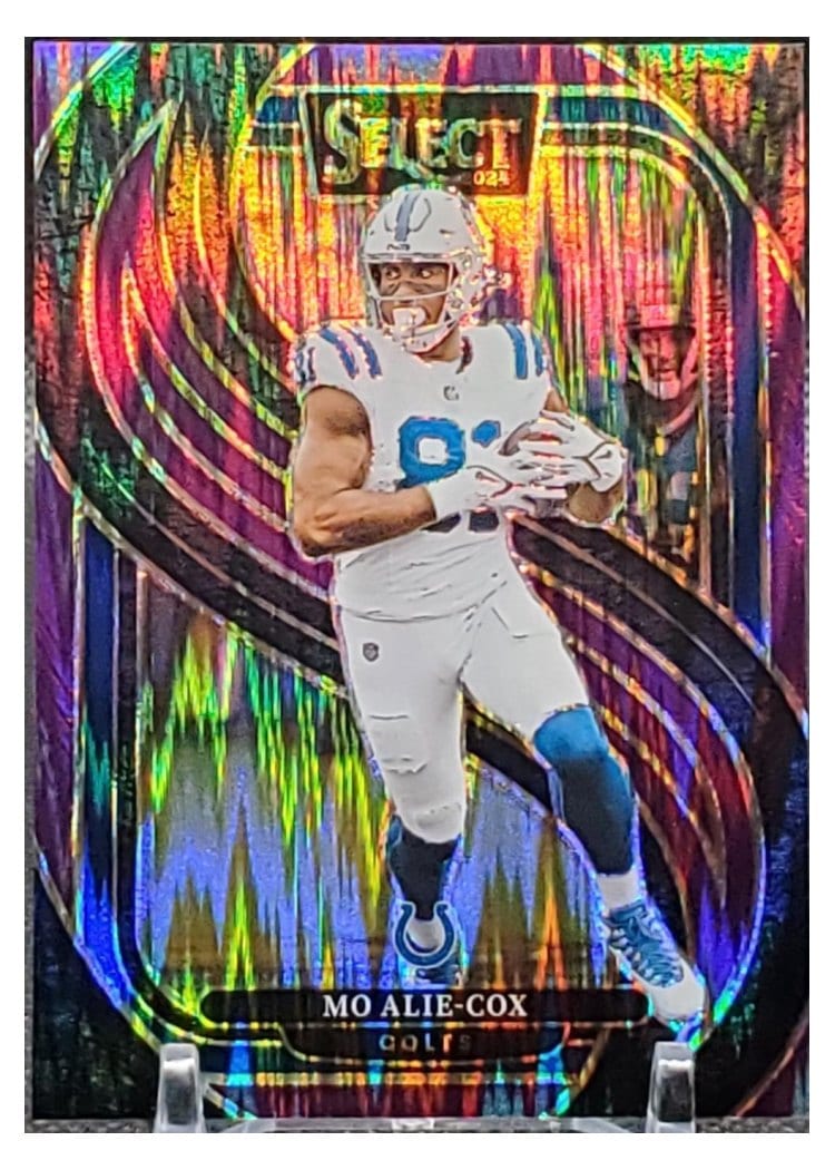 2024 Panini Select Base Set Mo Alie-Cox Purple Prizm Shock #184 card