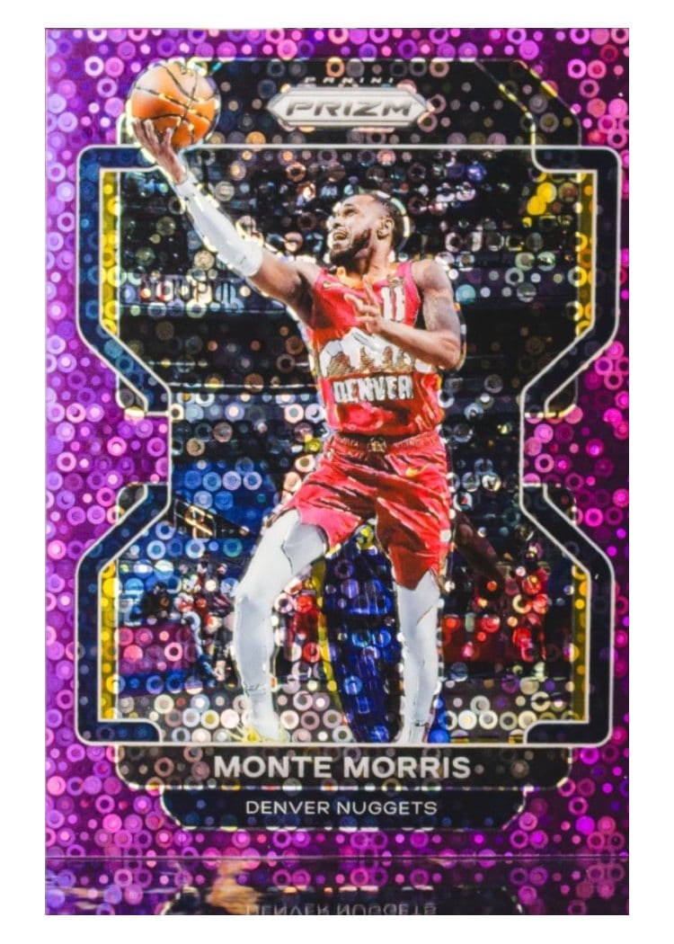 2021-22 Panini Prizm Base Set Monte Morris Fast Break Purple Prizm #16 card