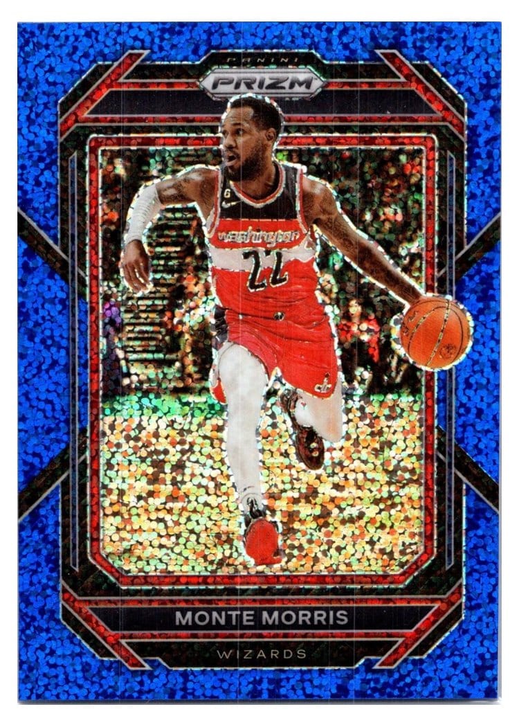 2022-23 Panini Prizm Base Set Monte Morris Blue Sparkle Prizm #171 card