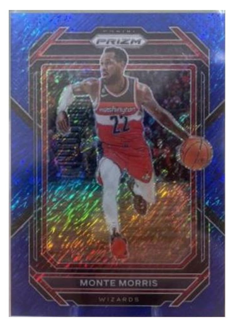 2022-23 Panini Prizm Base Set Monte Morris Blue Shimmer Prizm #171 card