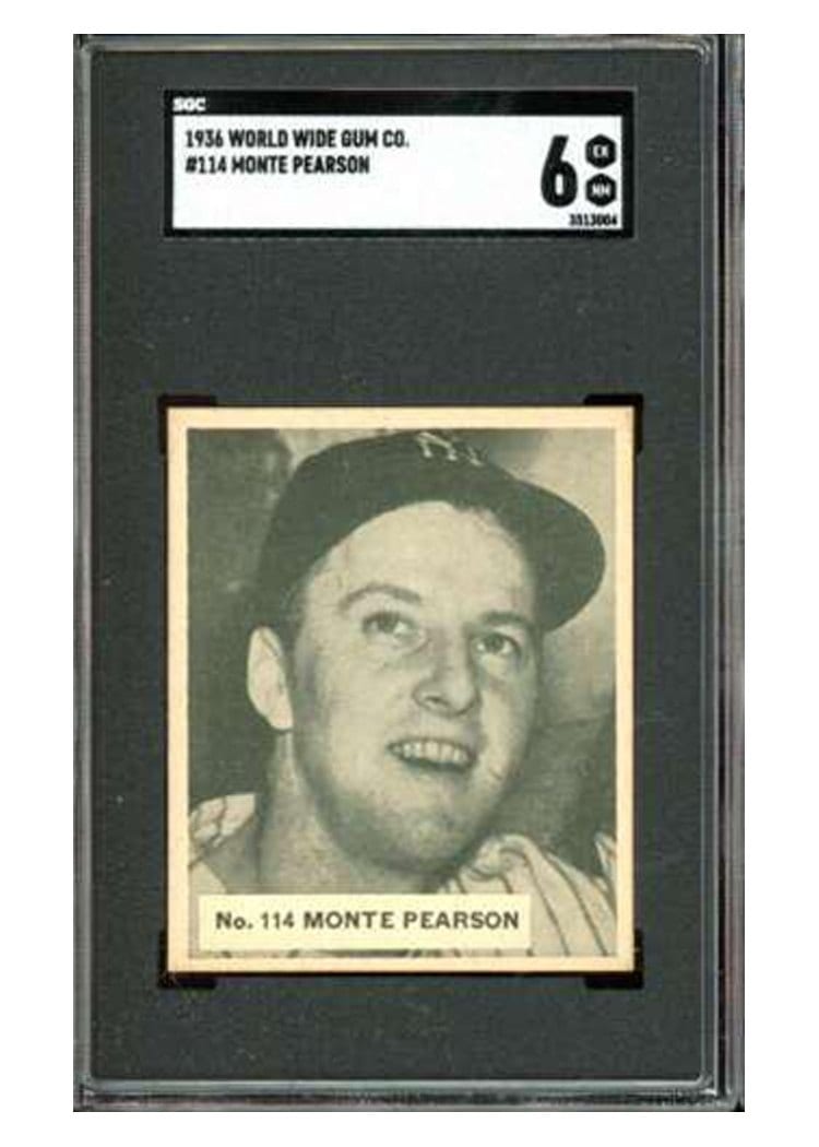1936 World Wide Gum Monte Pearson #114 card