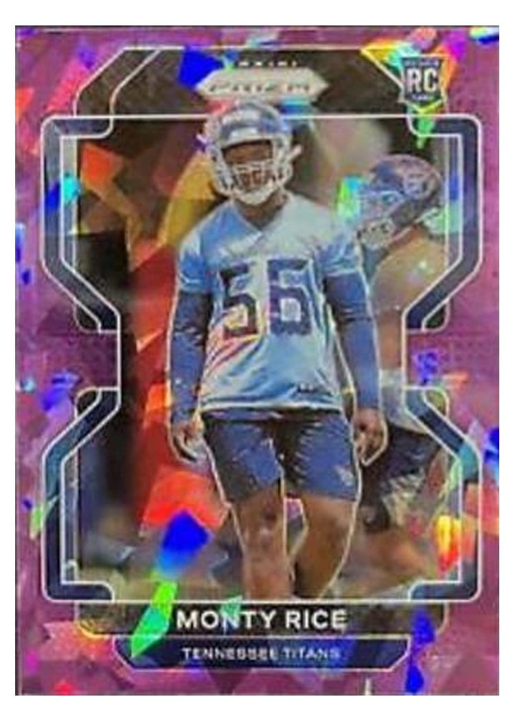 2021 Panini Prizm Base Set Monty Rice Purple Ice Prizm #420 card