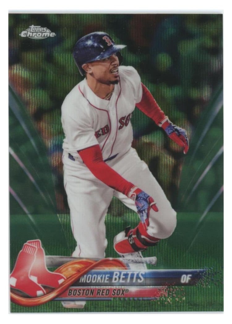 2018 Topps Chrome Base Set Mookie Betts Green Wave Refractor #183 card