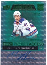 2021-22 Upper Deck Credentials Debut Ticket Access Autograph Green Parallel Morgan Barron #DTAA-MB card
