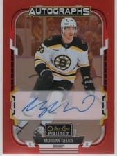 Morgan Geekie 2025-26 O-Pee-Chee Platinum Red Rainbow Autos card