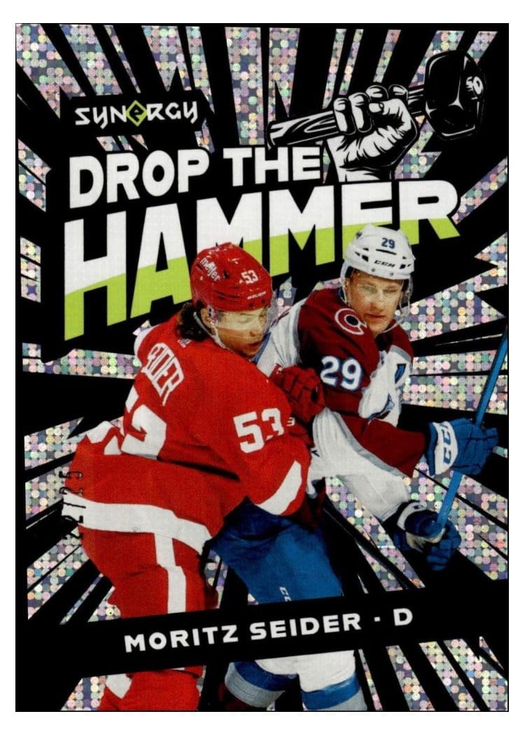 2024-25 Upper Deck Synergy Drop the Hammer! Moritz Seider #DH-3 card