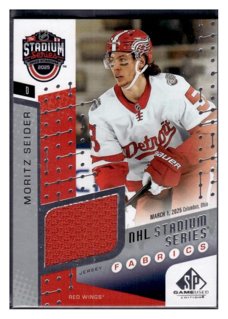 2025-26 SP Game Used 2025 Stadium Series Blue Jackets vs. Red Wings Fabrics Moritz Seider #SSF-12 card