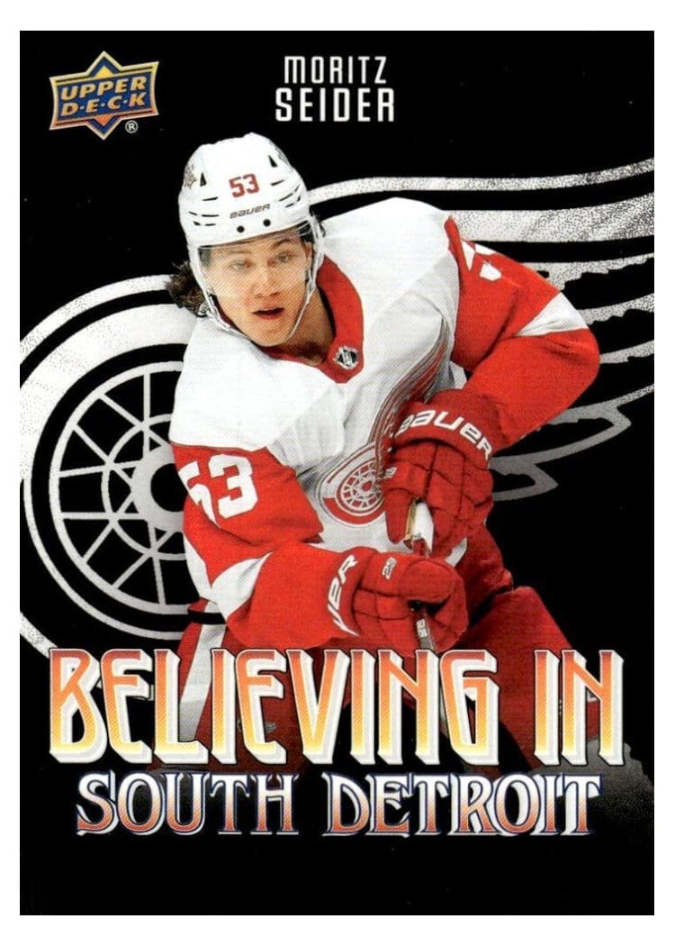 2025-26 Upper Deck Detroit Red Wings Centennial Believing in South Detroit Moritz Seider #BSD-18 card