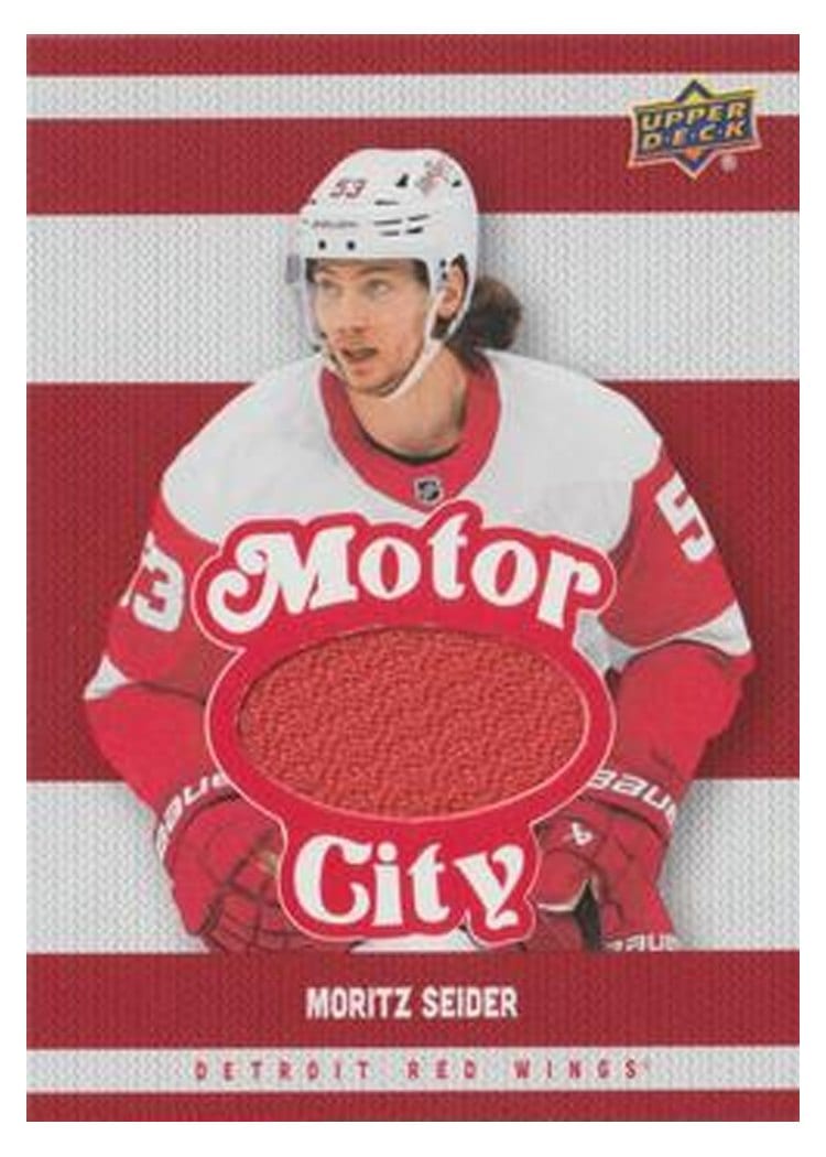 2025-26 Upper Deck Detroit Red Wings Centennial Motor City Premium Materials Moritz Seider #MCM-MS card