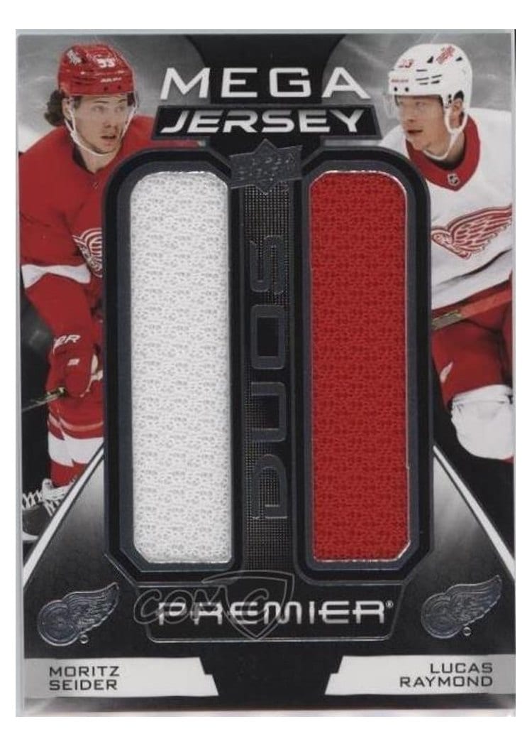 2022-23 Upper Deck Premier Premier Mega Jersey Duos Moritz Seider/Lucas Raymond #PM2-SR card