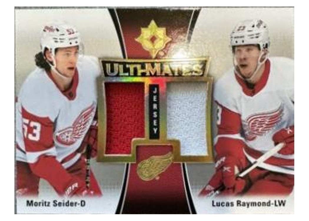 2022-23 Upper Deck Ultimate Collection Ulti-Mates Jersey Moritz Seider/Lucas Raymond #UTM-SR card
