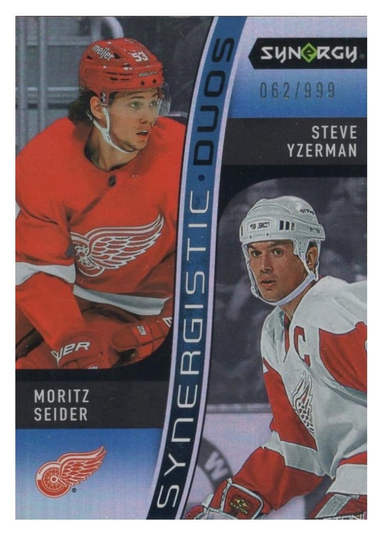 2023-24 Upper Deck Synergy Synergistic Duos Moritz Seider/Steve Yzerman #SD-1 card