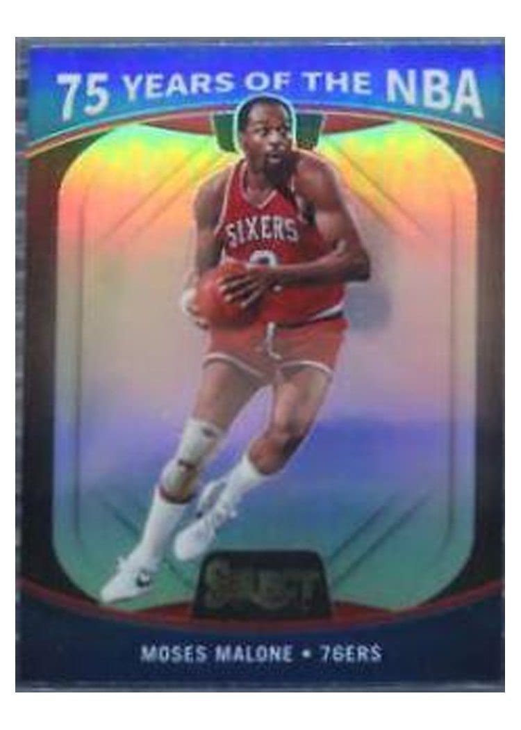 2021-22 Panini Select 75 Years of the NBA Moses Malone #66 card